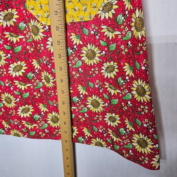 Homemade Floral Sleeveless Sunflower Dress Yellow Bee Pockets Flutter Sleeve 10 - Picture 4 of 6
